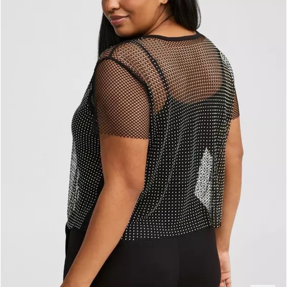 Black Mesh Rhinestone Top - Picture 4 of 5